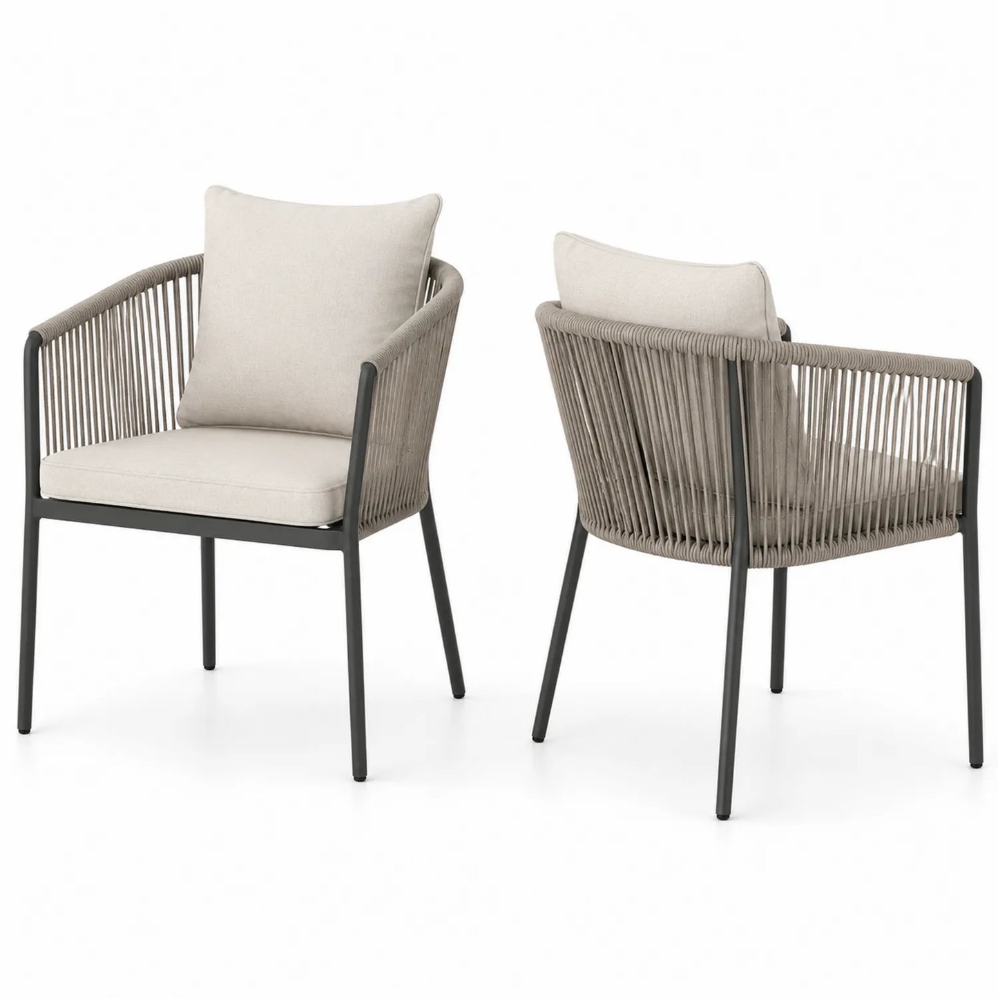 Lot de 2 chaises d'extérieur en aluminium et corde synthétique