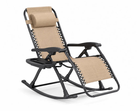 Chaise à bascule en acier et textilène beige