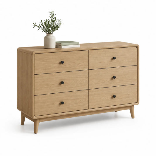 Commode 6 tiroirs en chêne