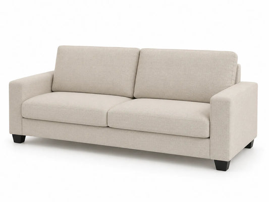 Canapé en tissu polyester beige, 3 places