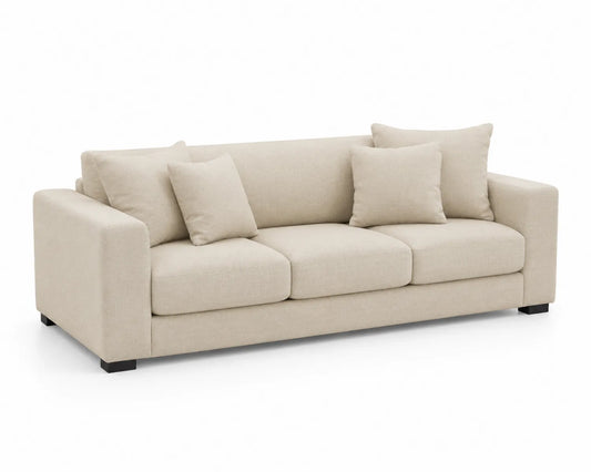 Canapé trois places tissu polyester beige