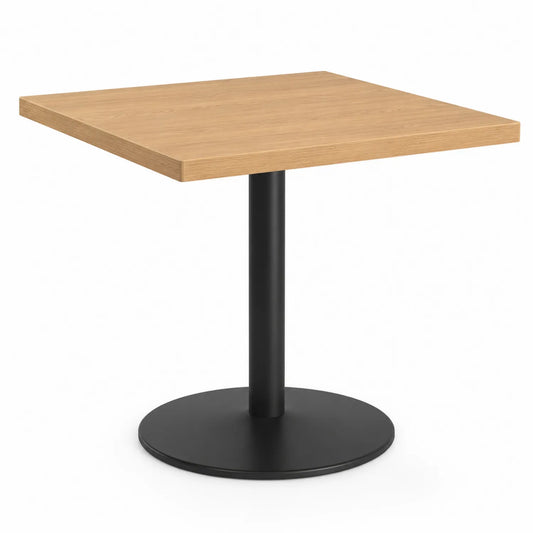 Table carrée en MDF chêne et métal noir 70x70x75 cm