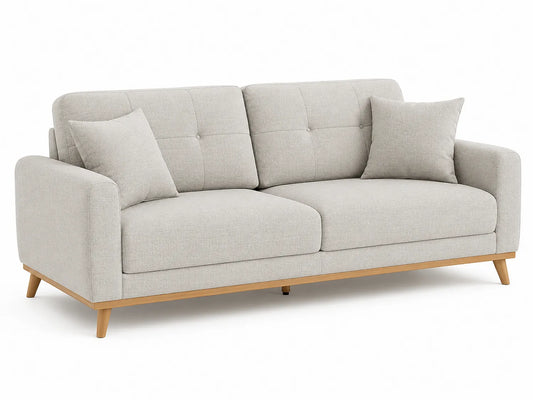 Canapé 3 places tissu bois beige 200x90x85 cm