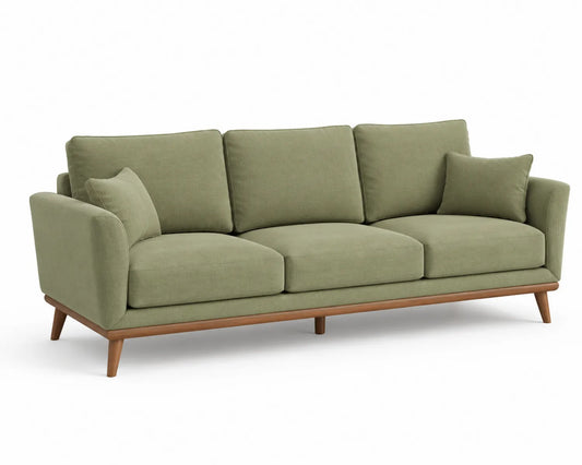 Canapé 3 places tissu bois vert 220x90x85 cm