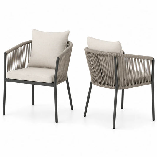 Lot de 2 chaises d'extérieur en aluminium et corde synthétique