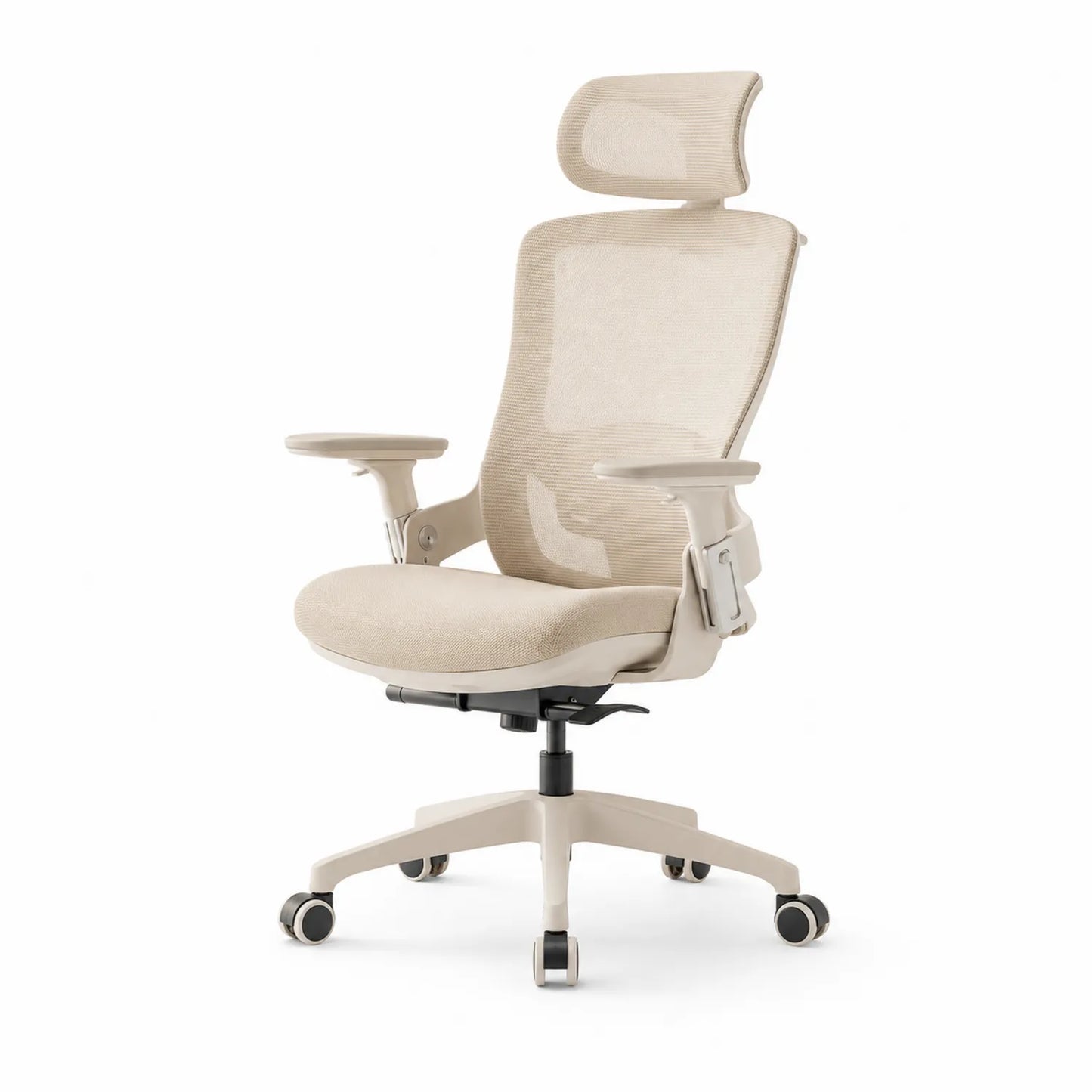 Chaise de bureau en tissu maille avec accoudoirs réglables et appui-tête